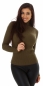 Preview: Modischer Rippstrick Rollkragen Pullover in khaki