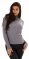 Preview: Figurbetonter Rippstrick-Pullover mit Rollkragen - stone