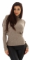 Preview: Figurbetonter Rippstrick-Pullover mit Rollkragen - cappuccino