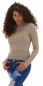 Preview: Figurbetonter Basic Rollkragen Pullover in cappuccino