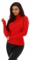 Preview: Modischer Rippstrick Rollkragen Pullover in rot