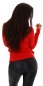 Preview: Modischer Rippstrick Rollkragen Pullover in rot