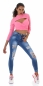 Preview: Sexy Push Up Jeans im Destroyed-Look - dark blue washed