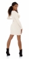 Preview: Modisches Langarm Strickkleid mit Zippverschluss in beige