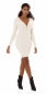 Preview: Modisches Langarm Strickkleid mit Zippverschluss in beige
