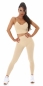 Preview: Sexy bauchfreies Spaghettiträger Top in beige