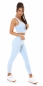 Preview: 2-tlg. Fitness-Set aus Cropped-Top und Leggings - angelblue