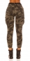 Preview: Cargo-Jeans mit Pattentaschen und Gürtel - camouflage
