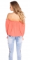 Preview: Süsses Carmen-Shirt mit Rüschen-Abschlüssen in coral