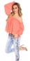 Preview: Süsses Carmen-Shirt mit Rüschen-Abschlüssen in coral