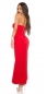 Preview: Festliches Kleid mit Herzausschnitt und Schmucksteinen - rot