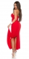 Preview: Festliches Kleid mit Herzausschnitt und Schmucksteinen - rot