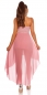 Preview: High Low Abendkleid mit funkelnder Pailletten-Verzierung - rosa