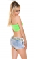 Preview: Bauchfreies Bandeau-Top mit Schmucksteinchen - neongrün