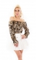 Preview: Süsses Carmen-Shirt mit Rüschen-Abschlüssen in animal braun