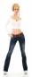 Preview: Bootcut-Jeans mit dezenter Waschung und Stretch-Gürtel in dark blue