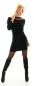 Preview: Strickkleid mit Rüschenkragen und Perlen-Applikationen in schwarz