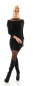 Preview: Strickkleid mit Rüschenkragen und Perlen-Applikationen in schwarz