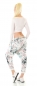 Preview: Moderne Harems-Freizeithose mit Aquarell-Print in türkis