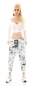 Preview: Moderne Harems-Freizeithose mit Aquarell-Print in türkis