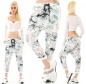 Preview: Moderne Harems-Freizeithose mit Aquarell-Print in türkis