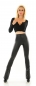 Preview: High Waist Schlag Leggings im Lederlook - schwarz