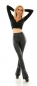 Preview: High Waist Schlag Leggings im Lederlook - schwarz