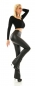 Preview: High Waist Schlag Leggings im Lederlook - schwarz
