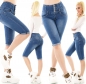 Preview: Sexy Caprijeans im Corsage-Look mit Push Up Effekt in blue washed