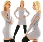 Preview: Longpullover mit elegant verzierten Mesh-Einsätzen in grau