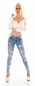 Preview: Skinny Jeans mit Push Up Effekt und Butterfly Prints in light blue