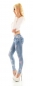 Preview: Skinny Jeans mit Push Up Effekt und Butterfly Prints in light blue