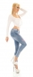 Preview: Skinny Jeans mit Push Up Effekt und Butterfly Prints in light blue