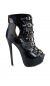 Preview: Crazy Plateau-Peeptoes mit Schnallen in schwarz