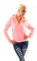 Preview: Modische Fleece Jacke mit Kapuze - rosé