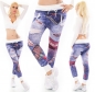 Preview: Baggy-Freizeithose in im bunten Australia-Print in multicolor weiß