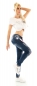 Preview: Crazy Röhren-Jeans im Used-Look mit bunten Patches - blue washed