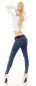 Preview: Sexy Basic Slim Fit Röhren-Jeans mit breitem Kontrast-Gürtel in dark blue