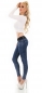 Preview: Sexy Basic Slim Fit Röhren-Jeans mit breitem Kontrast-Gürtel in dark blue