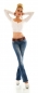 Preview: Bootcut-Jeans mit kontrastfarbenen Stretch-Gürtel in blue washed