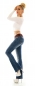 Preview: Bootcut-Jeans mit kontrastfarbenen Stretch-Gürtel in blue washed