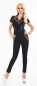 Preview: Eleganter Kurzarm-Overall mit Glitzerverzierung in schwarz
