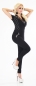 Preview: Eleganter Kurzarm-Overall mit Glitzerverzierung in schwarz