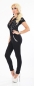 Preview: Eleganter Kurzarm-Overall mit Glitzerverzierung in schwarz
