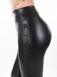 Preview: Sexy Wetlook-Leggings mit Totenkopf-Borde - schwarz