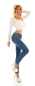 Preview: Sexy Middle Waist Push Up Jeans in blue washed