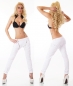 Preview: Crash-Jeans mit diagonaler Knopfleiste in weiß