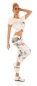 Preview: Modische Freizeithose im Baggy Style mit Allover Print in grau