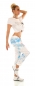 Preview: Modische Freizeithose im Baggy Style mit Allover Print in blau