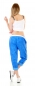 Preview: 7/8 Leinenhose mit Schrift Print - blau